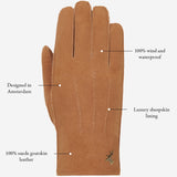 Josie (camel) - suede goatskin leather gloves with luxurious sheep fur lining  - Schwartz & von Halen - US - 12