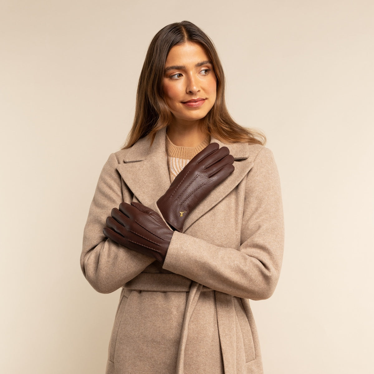 Brown Leather Gloves Women Josie - Schwartz & von Halen® - Premium Leather Gloves - 5