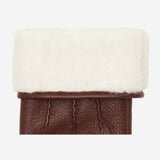 Julia (brown) - goatskin leather gloves with luxury faux fur lining & touchscreen feature  - Schwartz & von Halen - US - 3