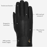 Julia (black) - goatskin leather gloves with luxury faux fur lining & touchscreen feature  - Schwartz & von Halen - US - 13