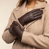 Kira (brown) - sheepskin leather gloves with wool/cashmere lining & touchscreen feature  - Schwartz & von Halen - US - 5