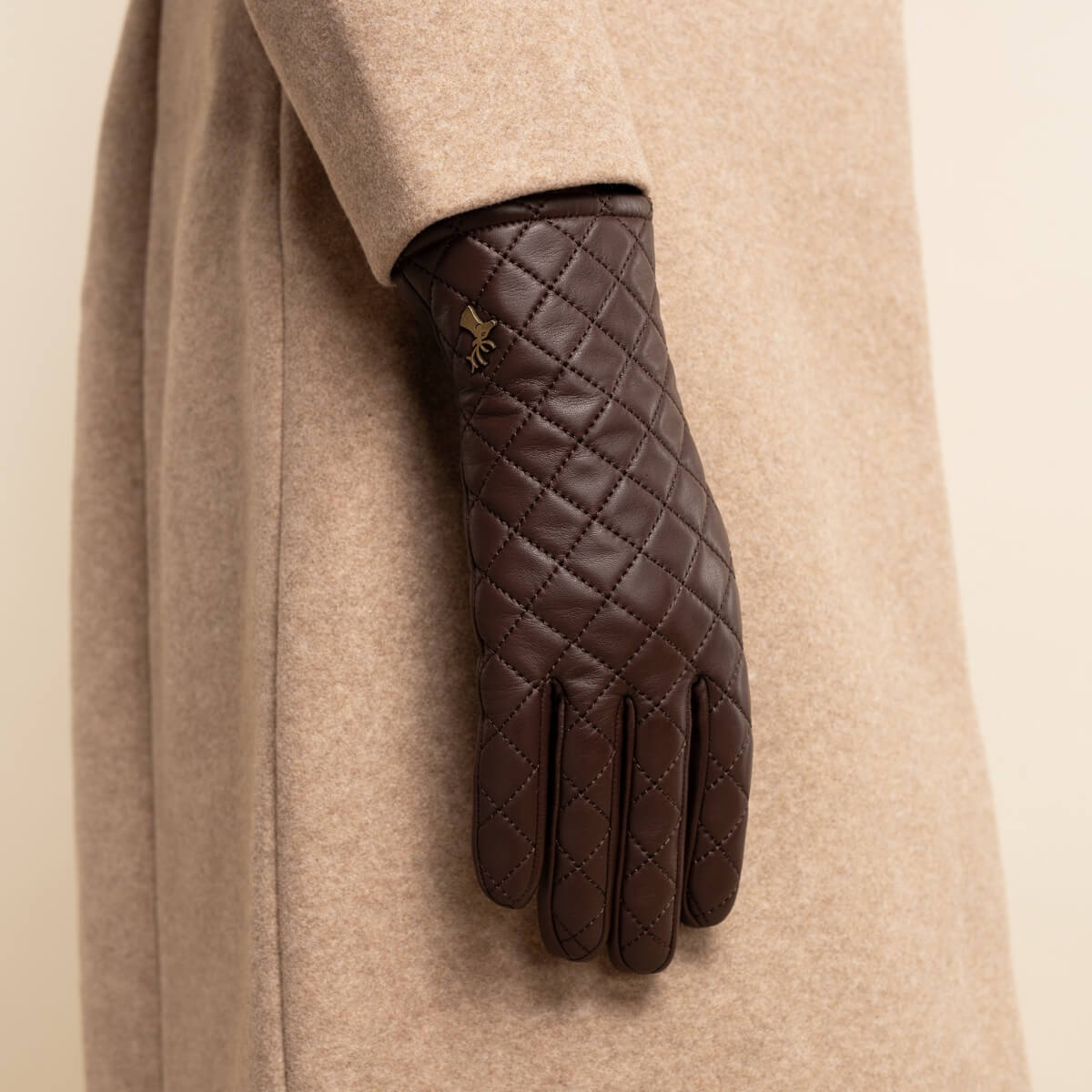 Kira (brown) - sheepskin leather gloves with wool/cashmere lining & touchscreen feature  - Schwartz & von Halen - US - 8