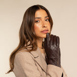 Kira (brown) - sheepskin leather gloves with wool/cashmere lining & touchscreen feature  - Schwartz & von Halen - US - 10