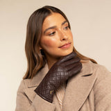 Kira (brown) - sheepskin leather gloves with wool/cashmere lining & touchscreen feature  - Schwartz & von Halen - US - 13