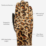 Leopard - sheepskin leather gloves with warm fleece lining & touchscreen feature  - Schwartz & von Halen - US - 14