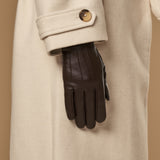 Lily (dark brown) - sheepskin leather gloves with warm fleece lining & touchscreen feature  - Schwartz & von Halen - US - 8