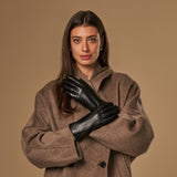 Luna - vegan leather gloves with warm fleece lining & touchscreen feature