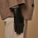 Luna - vegan leather gloves with warm fleece lining & touchscreen feature