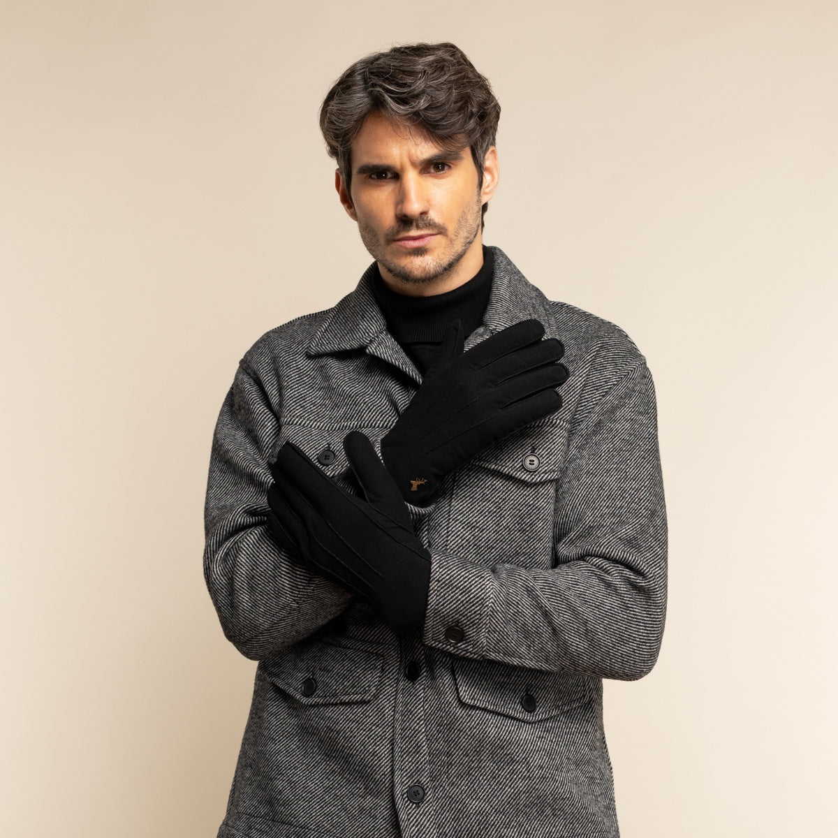 Matthew (black) - suede goatskin leather gloves with luxurious sheep fur lining  - Schwartz & von Halen - US - 5