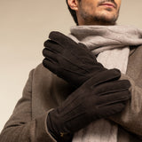 Matthew (brown) - suede goatskin leather gloves with luxurious sheep fur lining  - Schwartz & von Halen - US - 7