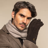 Matthew (brown) - suede goatskin leather gloves with luxurious sheep fur lining  - Schwartz & von Halen - US -  8