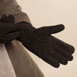 Matthew (brown) - suede goatskin leather gloves with luxurious sheep fur lining  - Schwartz & von Halen - US - 9