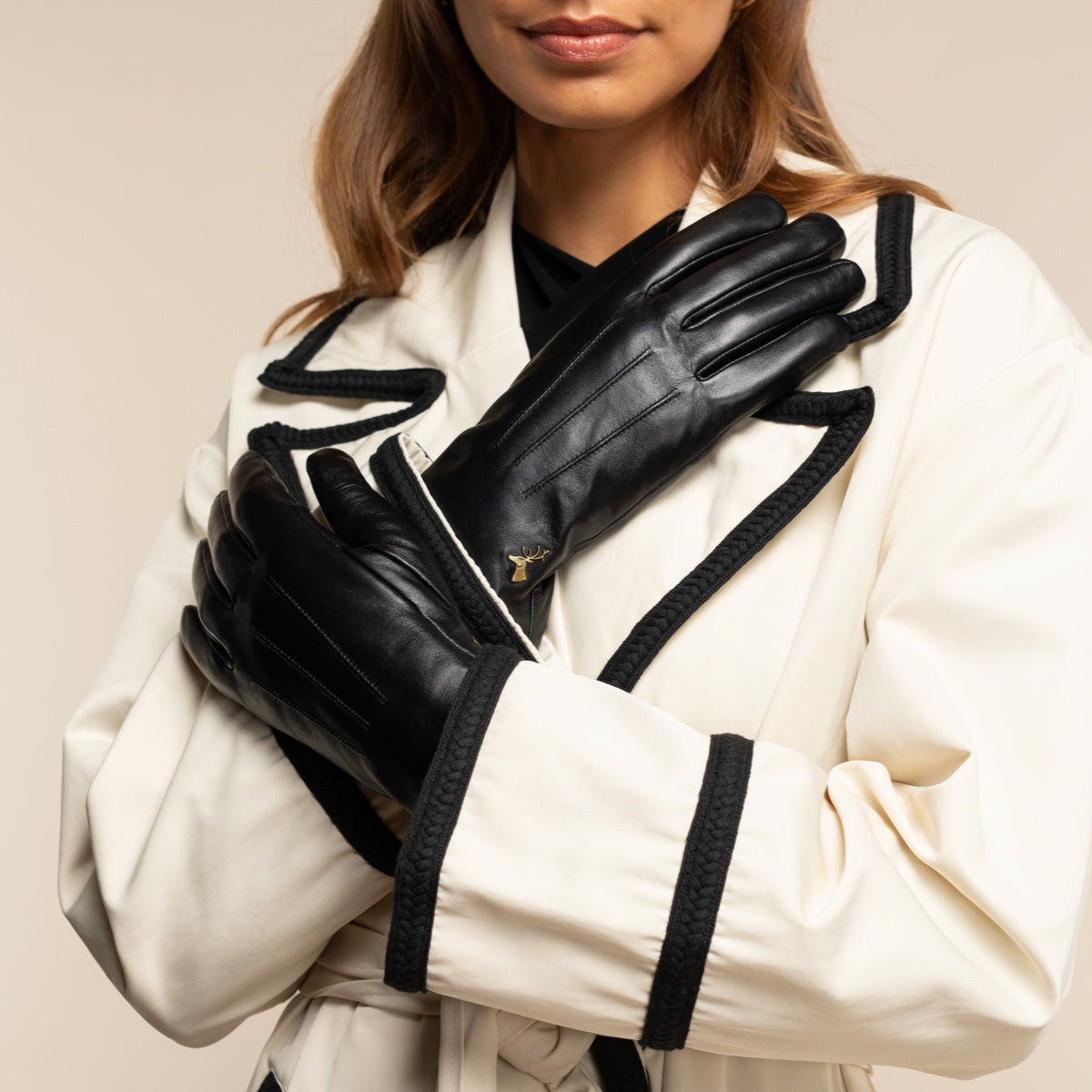 Sheepskin Women's Leather Gloves Black Olivia - Schwartz & von Halen® UK - Premium Leather Gloves - 7