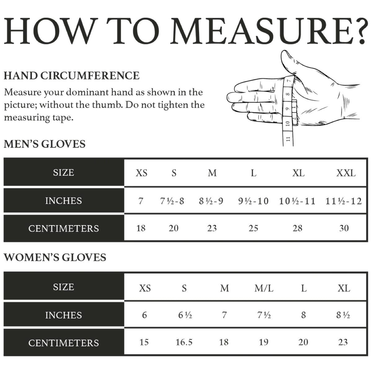 Men's Leather Gloves Cognac Harvey - Schwartz & von Halen® - Premium Leather Gloves - Size chart