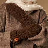 Sophia (brown) - Ultra-soft teddy mittens with warm faux fur lining