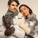 Suede Teddy Mittens Beige Women Sophia - Schwartz & von Halen® - Premium Leather Gloves - 8