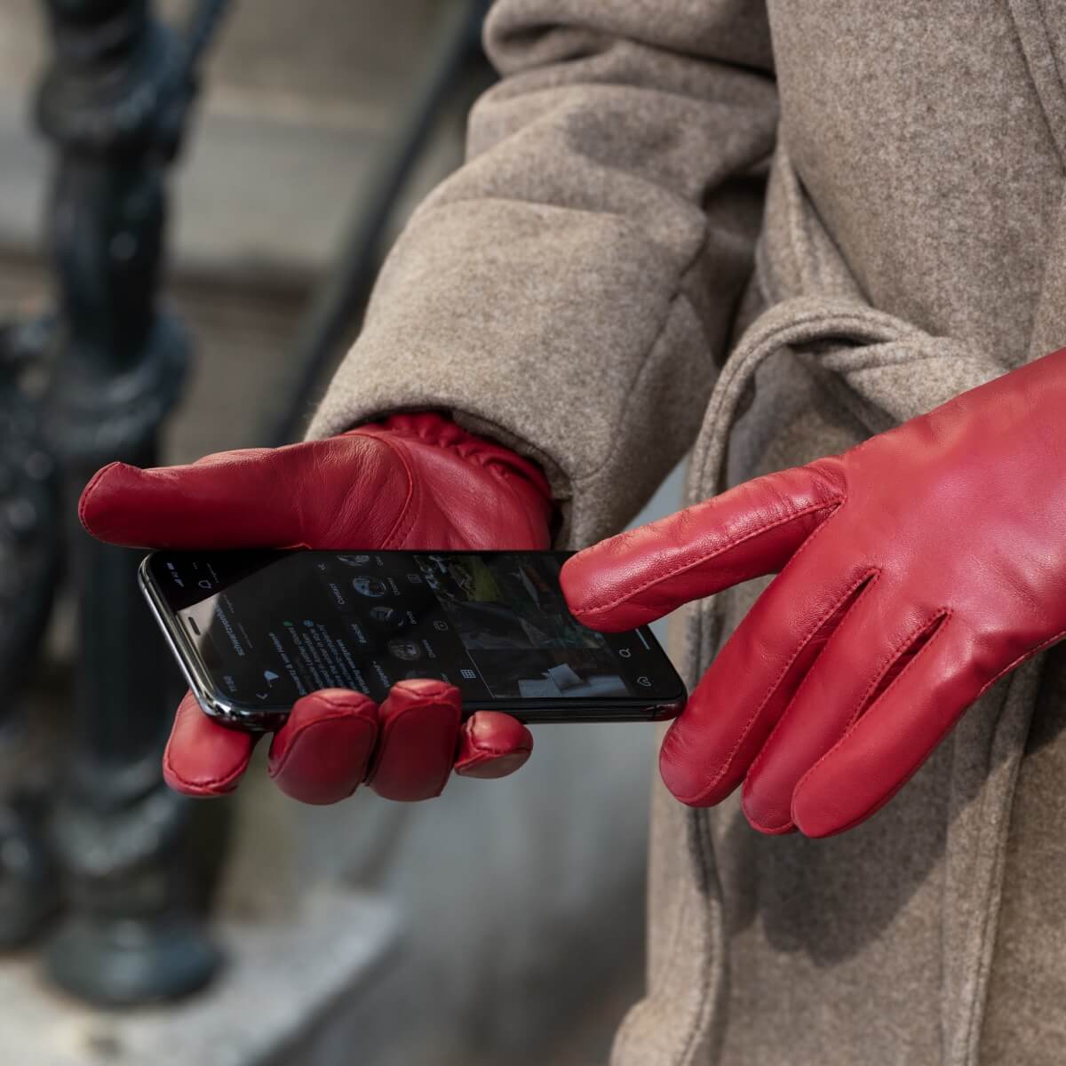 Red Leather Gloves Women Bardot - Schwartz & von Halen® - Premium Leather Gloves - 5