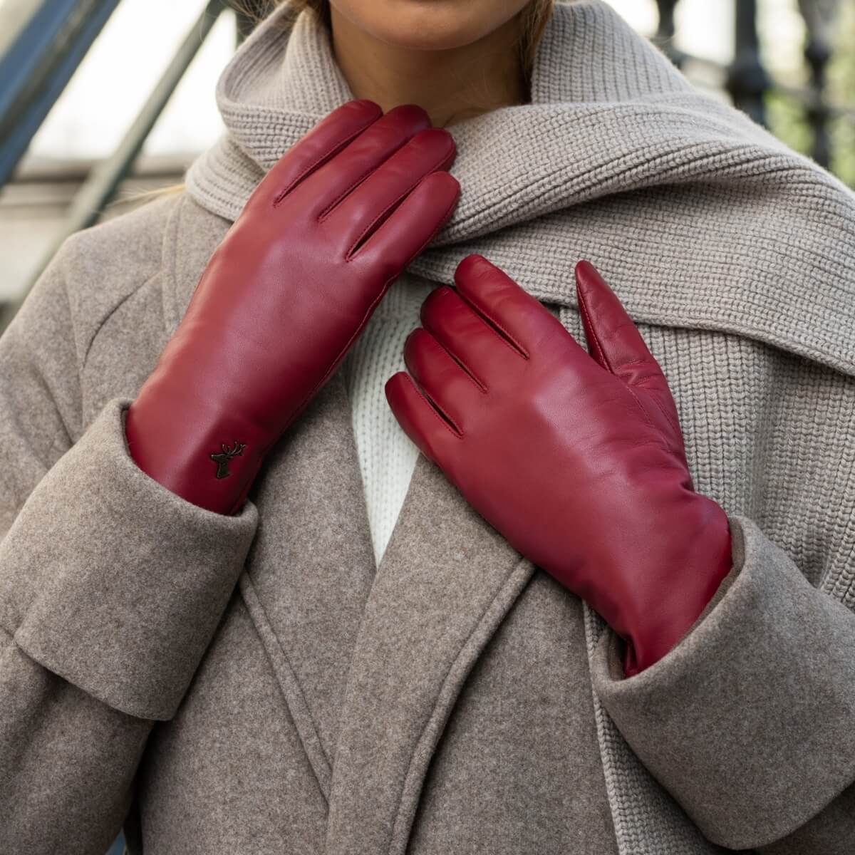 Red Leather Gloves Women Bardot - Schwartz & von Halen® - Premium Leather Gloves - 8